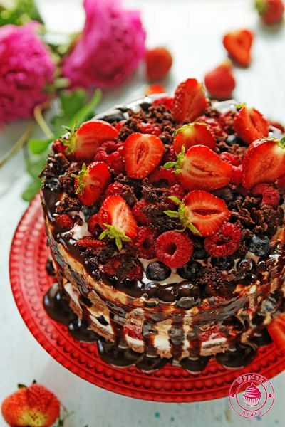 ciasto czekoladowe z owocami