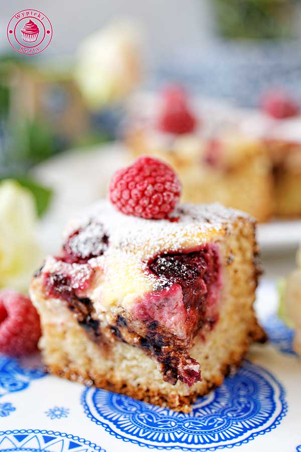 cake with cheese and raspberries