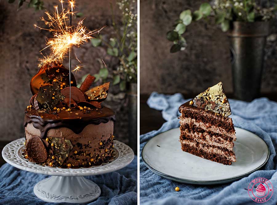 zdjęcie tortu czekoladowo-orzechowego wykonane podczas warsztatów fotografii kulinarnej