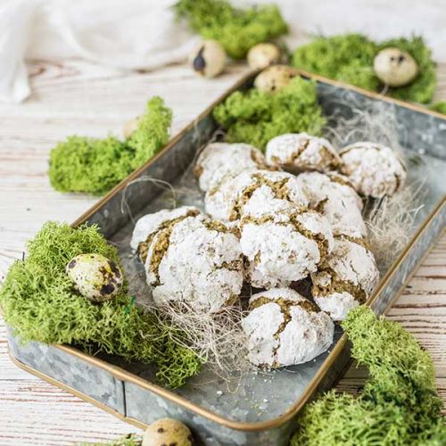 ciasteczka amaretti z matcha