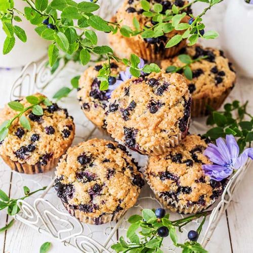 wegańskie muffinki z jagodami
