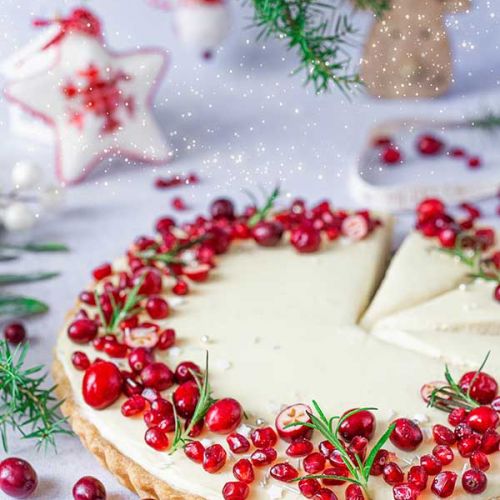 tarta z żurawiną i białą czekoladą