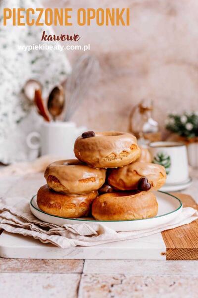 baked coffee donuts with coffee glaze