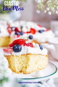 Peanut butter meringues eton mess cake with cream and fruit