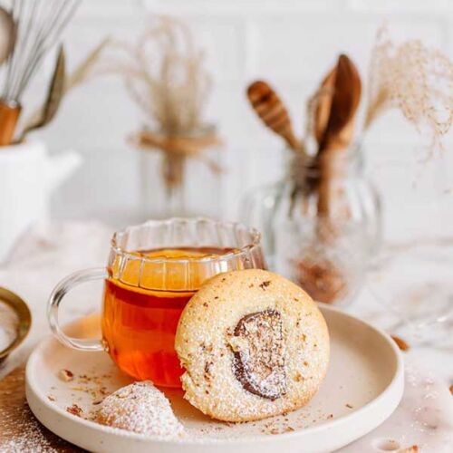 a cookie and a glass of tea