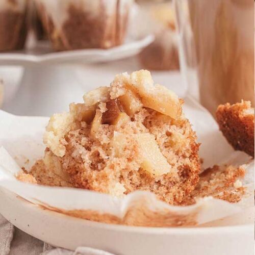 a close up of a muffin with apple pie feeling
