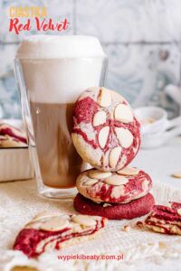 marble red velvet cookies with white chocolate chunks