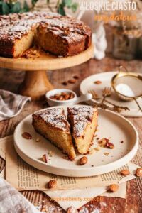 Crema al caffe dessert almond cake from Italy baked with chopped almonds