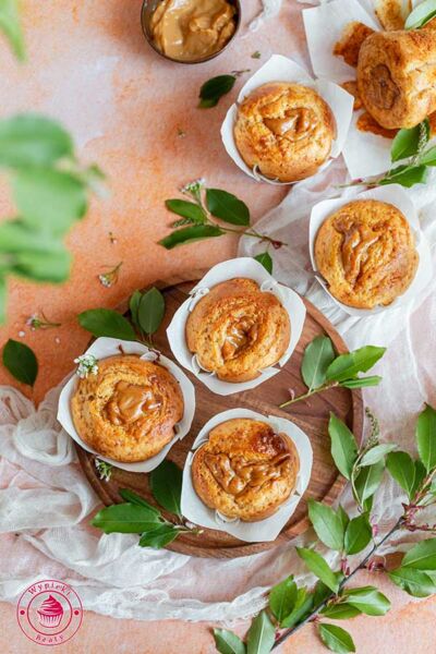 dulce de leche muffins flat lay photo