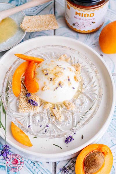 honey panna cotta on a plate