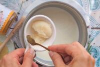 dodawanie gęstej żelatyny do panna cotty