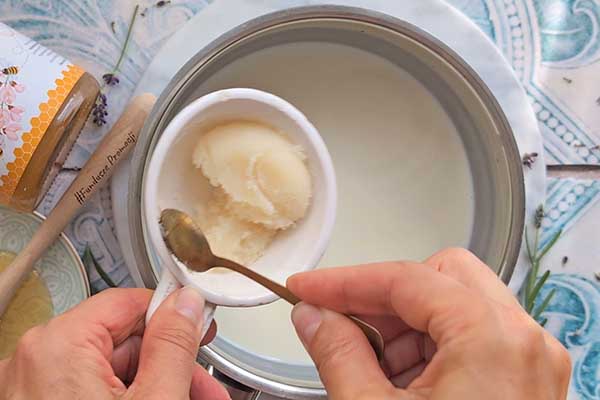 dodawanie gęstej żelatyny do panna cotty