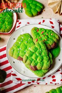 Easy Raspberry Cookies Cookies in the shape of Christmas trees