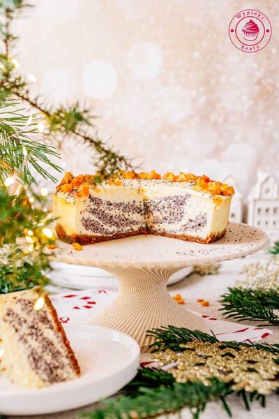 sernik zebra - seromakowiec z polewą z białej czekolady idealny na święta świąteczny sernik z makiem i białą czekoladą